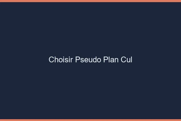 Choisir Pseudo Plan Cul