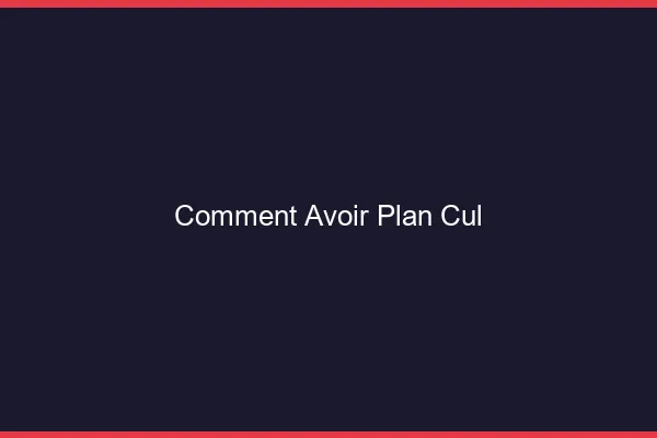 Comment Avoir un Plan Cul